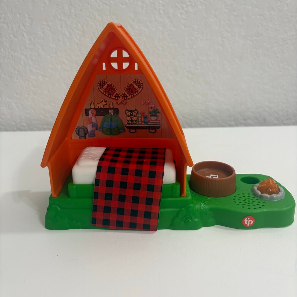 Fisher Price Little People A-Frame Cabin Camping Playset HCC66 Lights Sounds